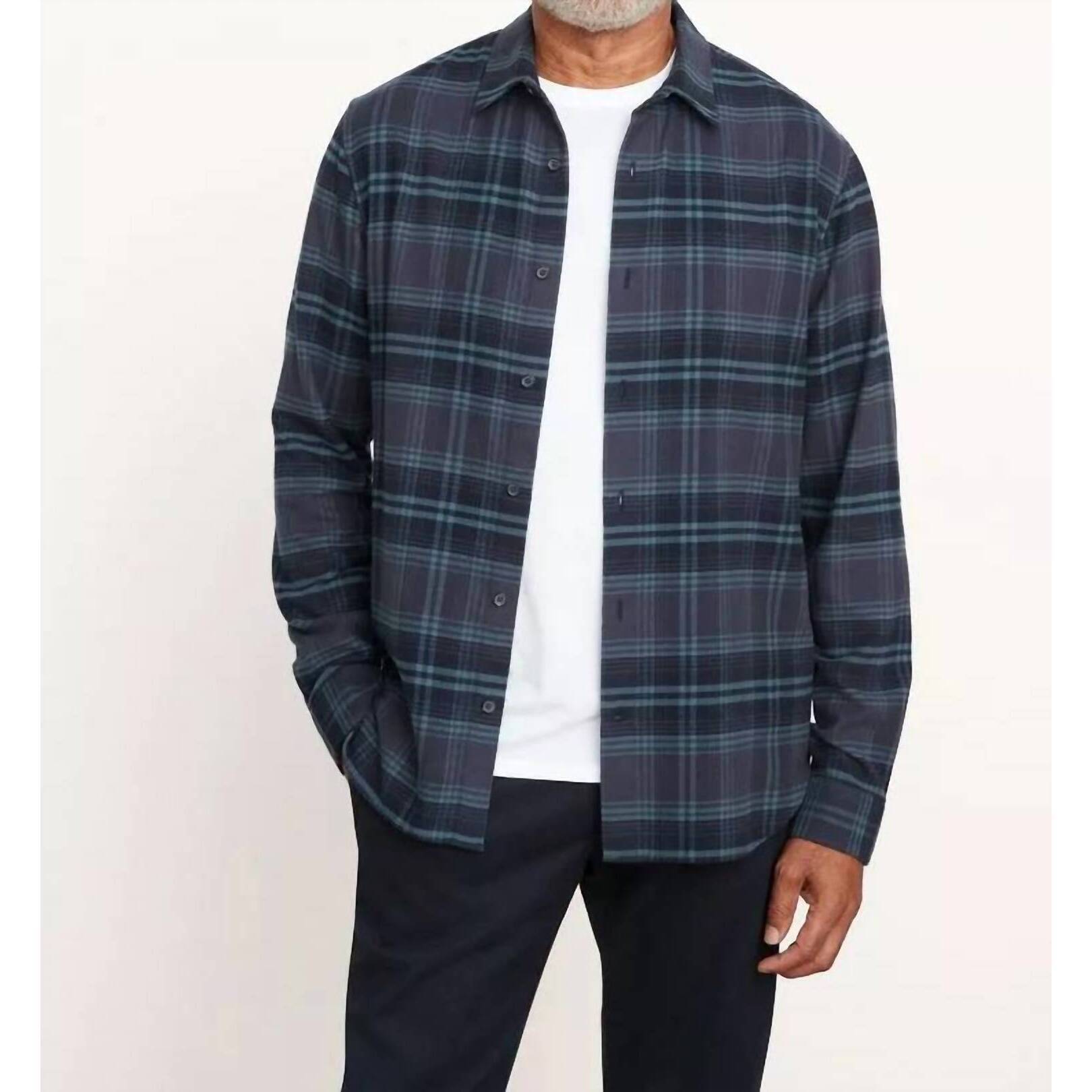 New Vince - Men's Long Sleeve Sports Shirt Westlight Plaid In Nightfall